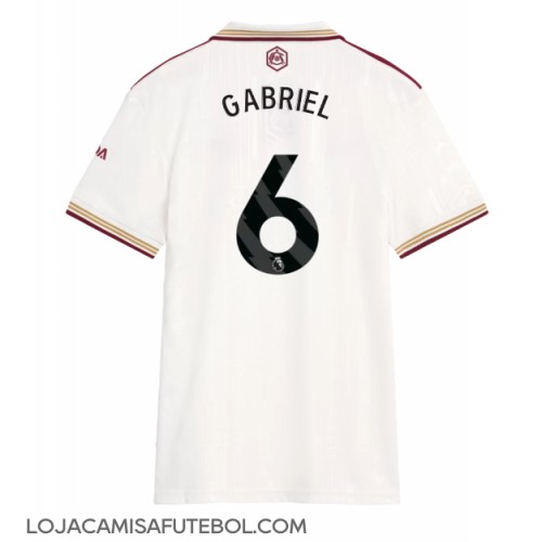 Camisa de Futebol Arsenal Gabriel Magalhaes #6 Equipamento Alternativo Mulheres 2025-26 Manga Curta
